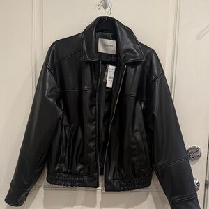PacSun Women Small Black Faux Leather Bomber Jacket
